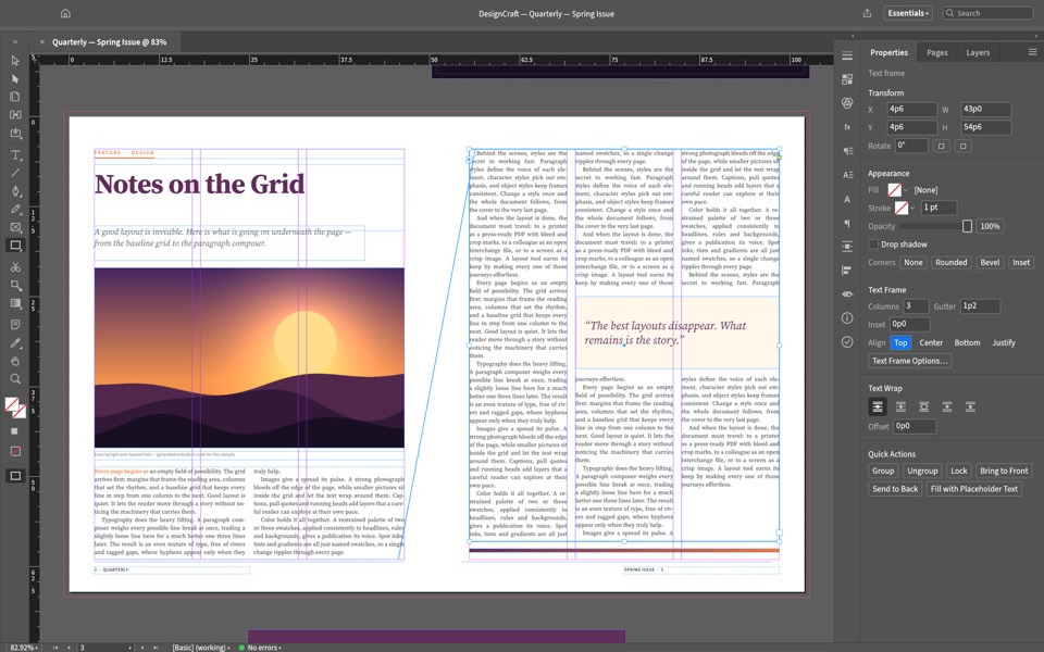 DesignCraft laying out a magazine spread
